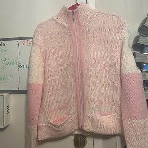# Beautiful Pink Zip up Mock Turtleneck Cardigan